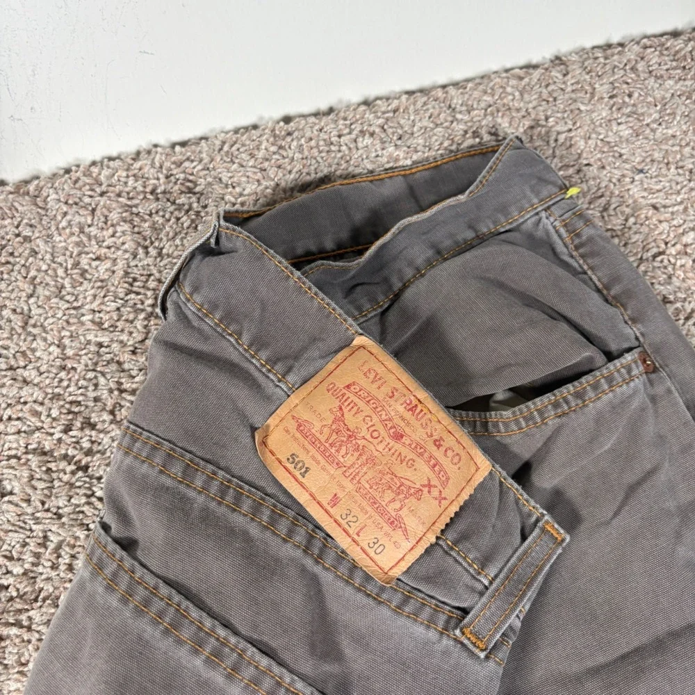 Vintage Levis 501 Mens 32x30 Charcoal Grey Brown Canvas Jeans Made in USA 1999